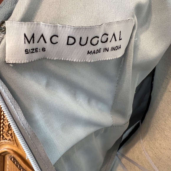 NTW Mac Duggal Size 6 Blue Beaded Empire Waist Column Midi Cocktail Dress 93649 - Picture 9 of 10